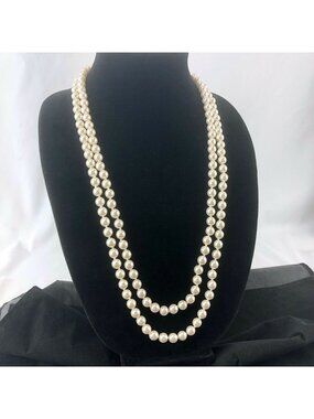 Kohl's Necklace Silver-Tone Extra Long Faux Pearl 57" by Occasion